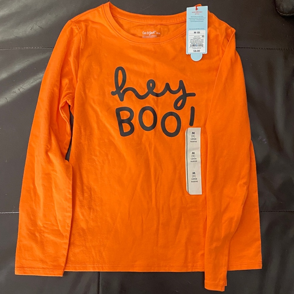 Cat & Jack Orange 'Hey Boo' Long Sleeve Tee